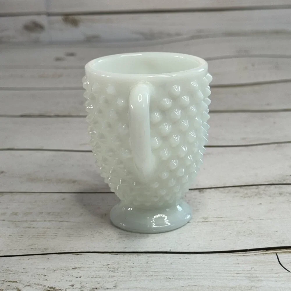 Vintage Fenton Milk Glass Hobnail Creamer & Sugar‎ Bowl Set White